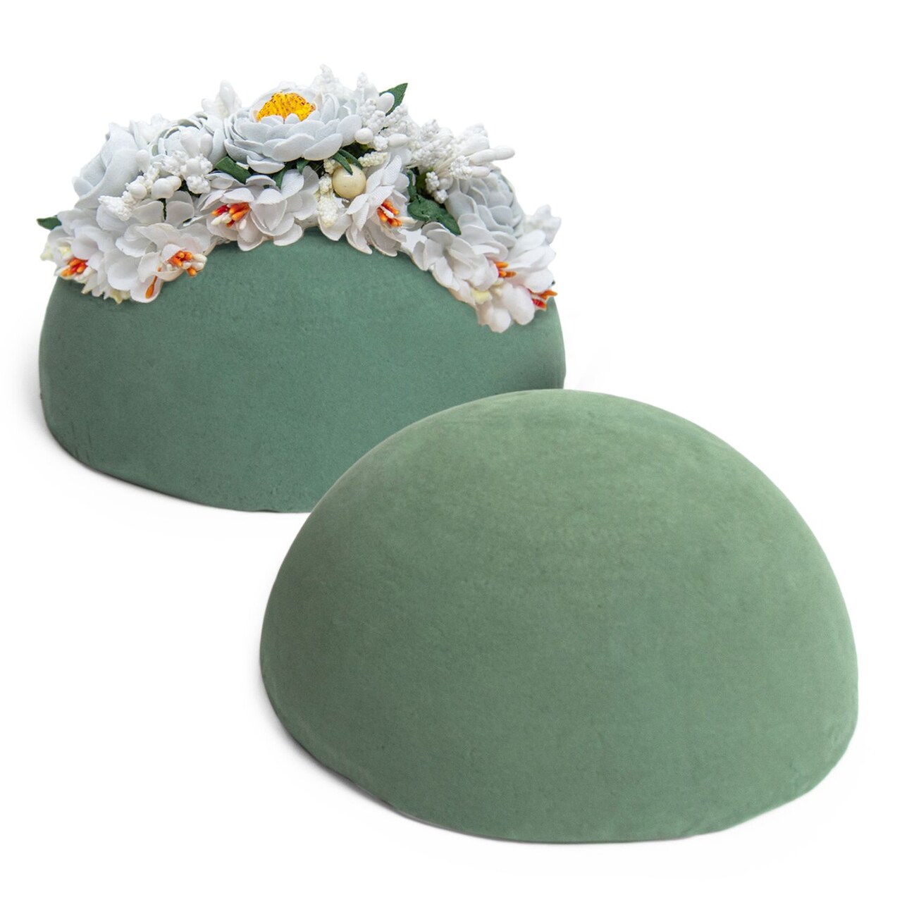 Round Floral Foam Half Balls for Flowers and DIY Crafts (7.8 In, 2 Pack)